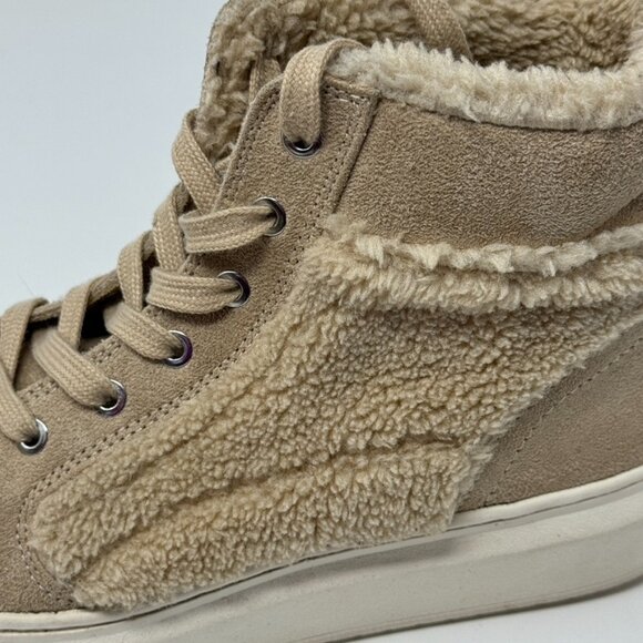 Marc Fisher Womens Tan Faux Suede Leather & Fur Lace Up Boot  Size 8 - Picture 7 of 10